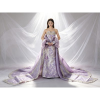 MM World｜紫金色蕾絲滾邊緞面禮服 (紫金盛世系列)