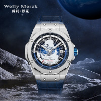 Welly Merck - 124男款皮带银壳手表